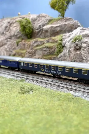 Coffret de 2 voitures express, type Am et bar WGm, «Suisse Train Bleu», compagnie privée, Ep. VI - FLEISCHMANN 6260083 - N 1/160 Vente Flash
