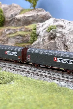 2 wagons bâchés type Kijls K70, "Citroën", SNCF, Ep. IV et V - ARNOLD HN6712 - N 1/160 Dernier Modèle