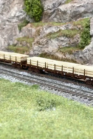 2 wagons transports de bois à ranchers, Rs, ÖBB, Ep V - FLEISCHMANN 6660048 - N 1/160 Nouveauté