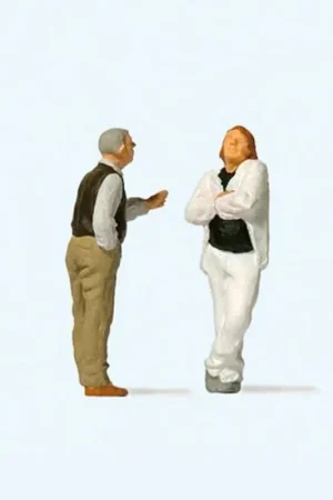 2 personnages en plein dialogue-HO 1/87-PREISER 28180 Remise