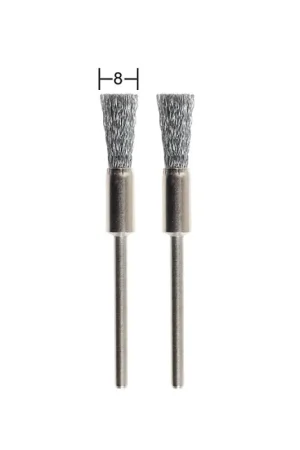Haute Qualité Brosses en acier inoxydable "Pinceau Fin" Ø8mm (x2) - PROXXON 28955