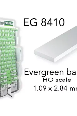 (x10) profilé en bande styrène HO Scale 1.09 x 2.84 mm Evergreen eg8410 Haute Qualité