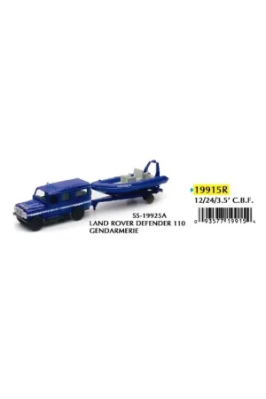 Vente Directe NEWRAY 19915D LAND ROVER DEFENDER 110 GENDARMERIE + ZODIAC 1/43