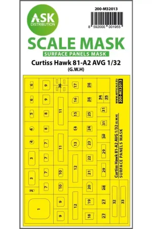 Vente Flash ASK ART SCALE KIT M32013 MASK CURTISS HAWK 81-A2 AVG SURFACE PANELS MASKS FOR GWH 1/32