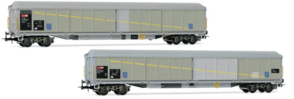 *SOLDES* - COFFRET DE 2 WAGONS À PAROIS COULISSANTES À 4 ESSIEUX TYPE HABILS LIVRÉE AVEC RETOUCHES SBB Pas Cher