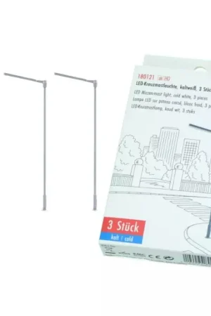 *SOLDES* - 3X LAMPADAIRES SUR POTEAU CROISE LED BLANC FROID 95MM Bon Plan