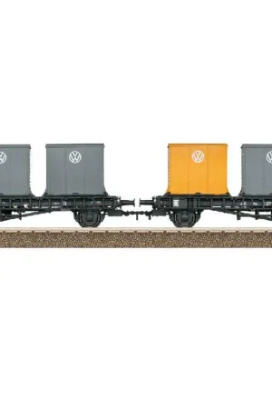 *SOLDES* - DOUBLE WAGON PORTES CONTENEURS LAABS DB + 4 CONTENEURS VOLKSWAGEN Bon Marché