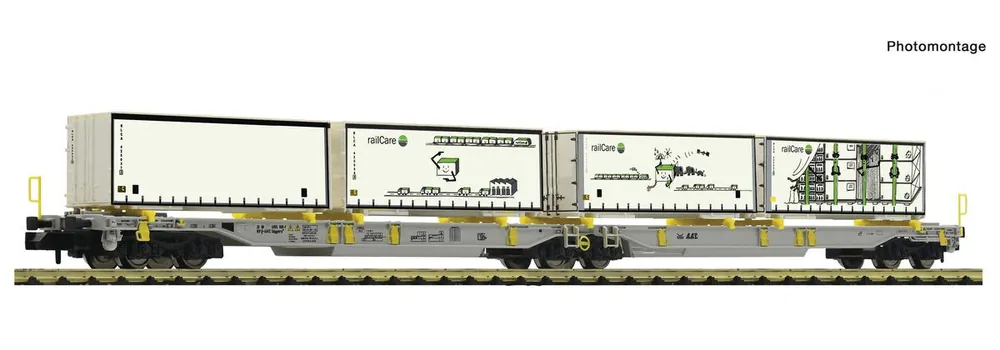*SOLDES* - DOUBLE WAGON POCHE ARTICULE SDGGMRS T2000 AAE AVEC 4 CONTENEURSRAIL CARE Affaire À Saisir