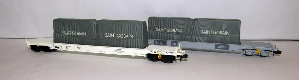 *SOLDES* - COFFRET 2 WAGONS TRANSPORT DE VERRE Uais SAINT GOBAIN GLASS SNCF Commande En Gros