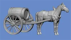 Dernier Modèle NEW! Germania-Figuren 72-Z-0007a Small Water Barrel Cart With Standing Horse