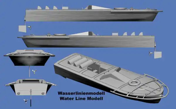 NEW! Germania-Figuren 72-WW2-1401 WW2 Marine Explosive Boat Linse Waterline Model Vente Directe