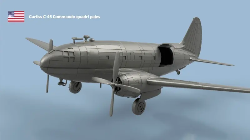 L‘Arsenal 2.0 3D144578Q Curtiss C-46 Commando four-bladed - 3D Printing (1 plane) Retour Gratuit