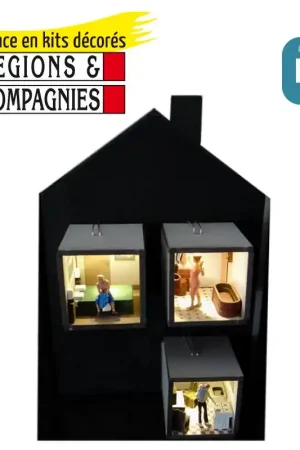 Aménagements intérieurs éclairés Petite Maison 3 pièces HO Régions et Compagnies AME006 Vente Directe