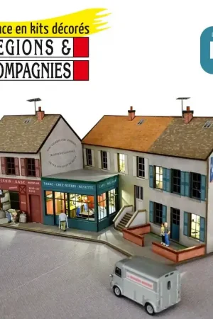 3 Maisons angle de rue 210° (droite/gauche) 2 commerces HO Régions et Compagnies QIF009 Quantité Limitée