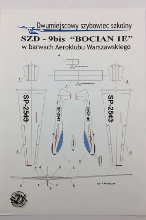Świat z kartonu DRUK012 Dwumiejscowy szybowiec szkolny SZD-9bis "BOCIAN 1E" Vente Directe