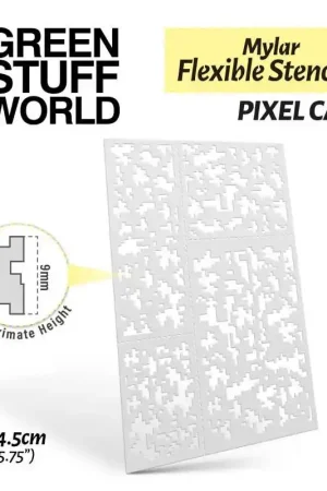 Bon Marché Green Stuff World 3681 Mylar Flexible Stencils - Pixel Camo (9mm Aprox.)