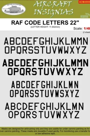 Armycast ACM49006 RAF Code Letters 22" Dernier Modèle