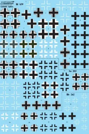 Xtradecal 72252 Luftwaffe Fighter Crosses for Messerschmitt Bf-109, Me-262 and Focke-Wulf Fw-190etc. Remise