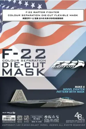 Soldes Galaxy-Model D48041 F-22 Raptor - Color Separation Die-cut Flexible Mask for Accurate Airframe Painting (for Hasegawa 52293 Kit)