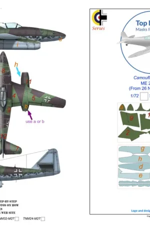 Super Prix TopNotch 32-M027 Messerschmitt Me-262 A-1 late - camouflage pattern paint masks (for Trumpeter kits)