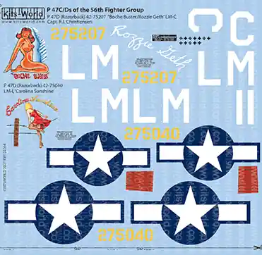 Vente Flash Kits World 148225 Republic P-47 C/D Thunderbolts of the 56th Fighter Group (Sheet 2)