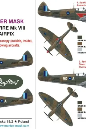 Acheter En Ligne Montex K24097 Supermarine Spitfire Mk.VIII - Super Painting Mask Set (for Airfix Kits)