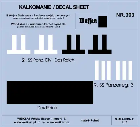 Weikert Decals DEC303 Oznaczenia niemieckich dywizji pancernych - vol.3 Satisfait Ou Remboursé