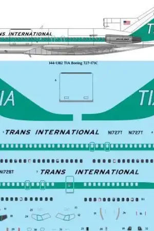 26 Decals 441382 Boeing 727-171C - TIA Trans International Laser Decal (for CRM Kits) Livraison Express