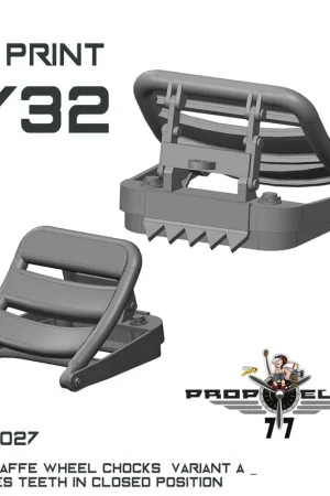 Offre Exclusive 77propeller 7027 Luftwaffe Wheel Chocks Variant A - Teeth in CLOSED Position (4 pcs / 3D-Printed)