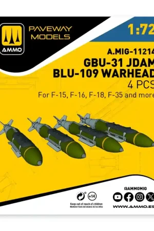 AMMO of Mig Jimenez 11214 GBU-31 JDAM / BLU-109 Warhead (4 pcs / 3D-Printed) Expédié Aujourd'hui