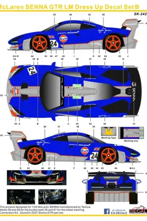 Commander Vite SK Decals 24235 McLaren Senna GTR - LM Dress Up Decal Set B (for Tamiya Kits)