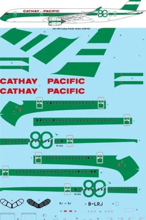 26 Decals 441369 Airbus A350-941 - Cathay Pacific Retro 80th Anniversary Laser Decal Prix Promo