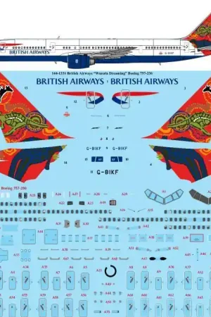 26 Decals 441331 Boeing 757-236 - British Airways ‘Wunala Dreaming‘ (Laser Decal with Screen Print Details) Prix Choc
