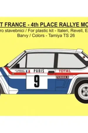 Authentique Rejimodel 157 Fiat 131 Abarth „France“ - 4th Rallye Monte Carlo 1979 - Andruet / Lienard (for Italeri / Revell and ESCI Kits)