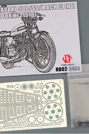 Hobby design HD02-0455 Kawasaki 500 / SS /Mach - Chain Set (for Hasegawa 21510 Kit) Certifié