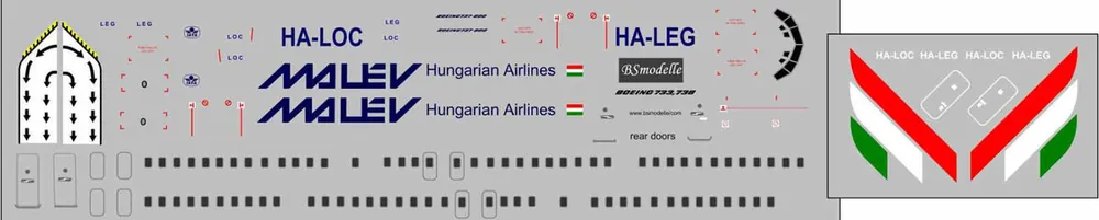 Solde BSmodelle 720475 Boeing 737-800 - Malev Decal