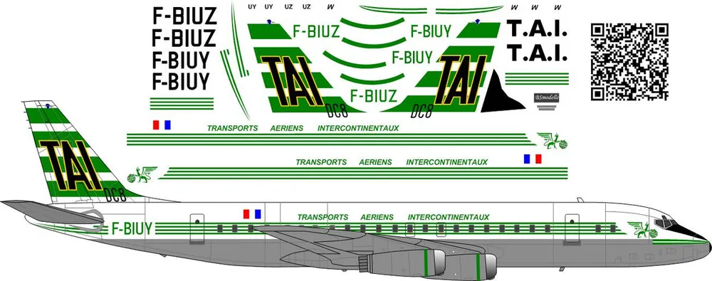 Acheter Direct BSmodelle 100492 Douglas DC-8 - T.A.I. Decal