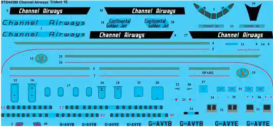 26 Decals STS44380 Channel Airways Trident 1E Prix Promo