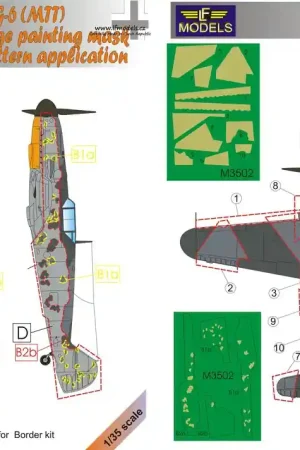 Achetez Aujourd'hui LF Models M3502 Messerschmitt Bf 109G-6 Camouflage Painting Mask (MTT) (For Border)