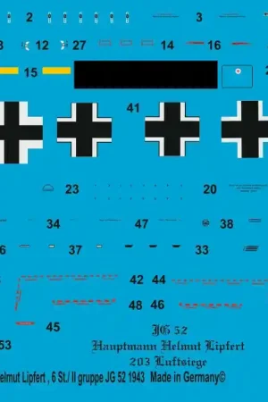 Peddinghaus-Decals 2767 Bf 109 G-2 Hauptmann Helmut Lipfert 6. Staffel/II. Group JG 52 1943 Vente Flash