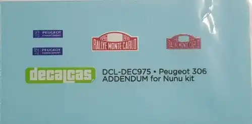 Acheter Direct Decalcas DEC975 Peugeot 306 Maxi - Monte Carlo Rally Correction (for NuNu Kits)