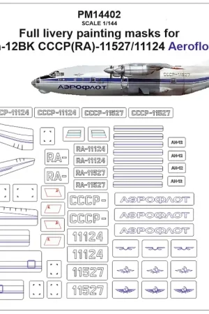 Prix Bas KV Models PM14402 An-12BK - Masks for Painting the USSR Aircraft Livery / RA-11527/11124 (Aeroflot)