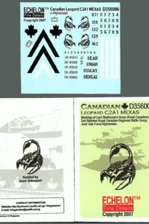 Echelon Fine Details D356006 Canadian Leopard C2A1 MEXAS markings Expédition Rapide