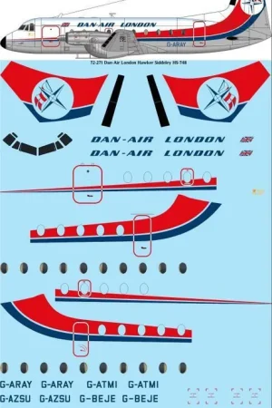 26 Decals 72271 Hawker-Siddeley HS.748 - Dan-Air London (Laser Decal / for Mach 2 Kits) Jusqu'à Épuisement Des Stocks