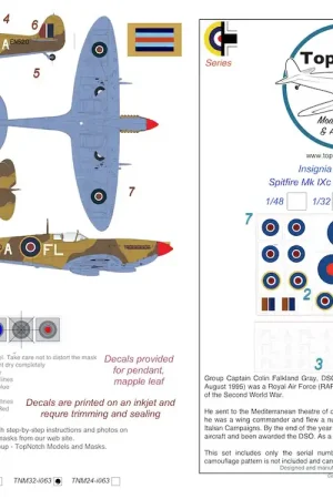 TopNotch 32-I063 Supermarine Spitfire IXc - Colin Gray FL-A - Insignia Mask Set Promotion Saisonnière