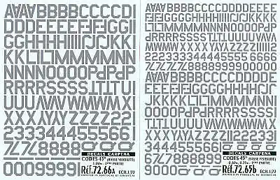 Colorado / Carpena Decals 72066 Grey Code Letters and Numbers 45 degree corners - 2 sizes Populaire