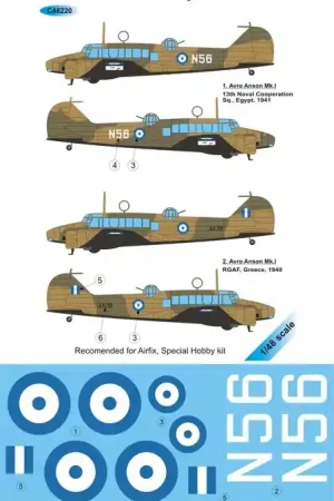Achat Immédiat LF Models C48220 Avro Anson Mk.I. Over Greece (For Airfix, Special Hobby)
