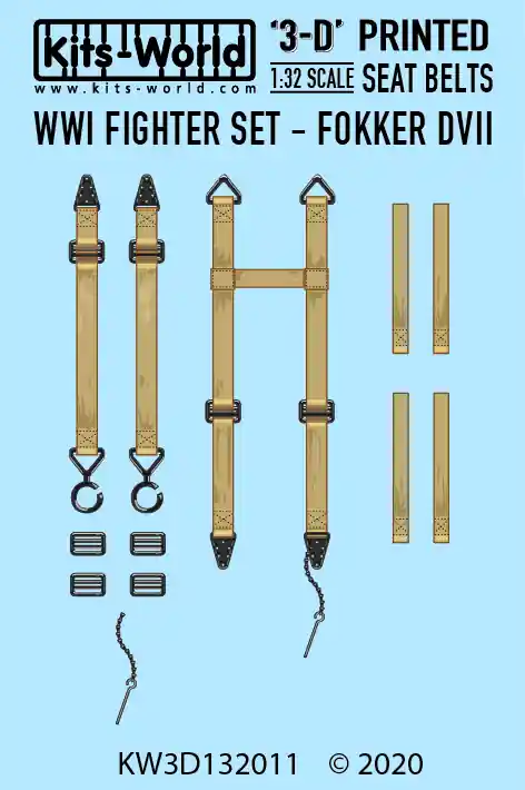 Prix Réduit Kits World 3D132011 WWWI Fighter Set - Fokker DVII Seat Belt Set (for Wingnut Wings kits)