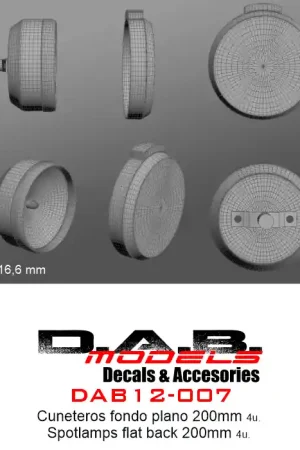 DAB Models 12-007 Spotlamps flat back 200mm Paiement Sécurisé