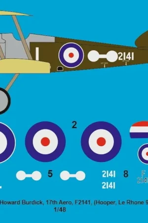Acheter Direct Peddinghaus-Decals 3857 Sopwith Camel USA, Howard Burdick, 17th Aero, F2141 (Hooper, Le Rhone 9J), France, September 1918